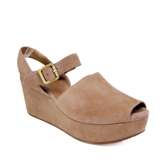 Chocolat Blu Tan Suede Wedge Sandals - Picture 1 of 11